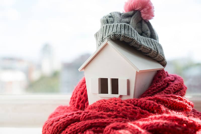 house with hat and scarf